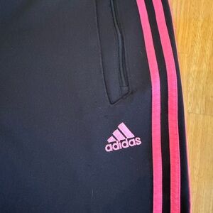 Adidas Joggers Black with Pink Stripes